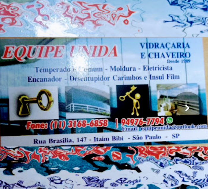 VIDRACARIA E CHAVEIRO EQUIPE UNIDA logo